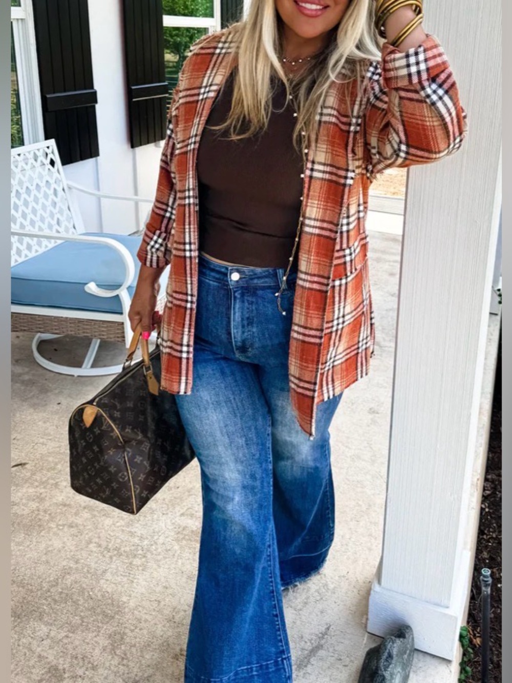 Blakeley Plaid Single-Button Blazer Jacket - Rust Plus 1XL NWOT